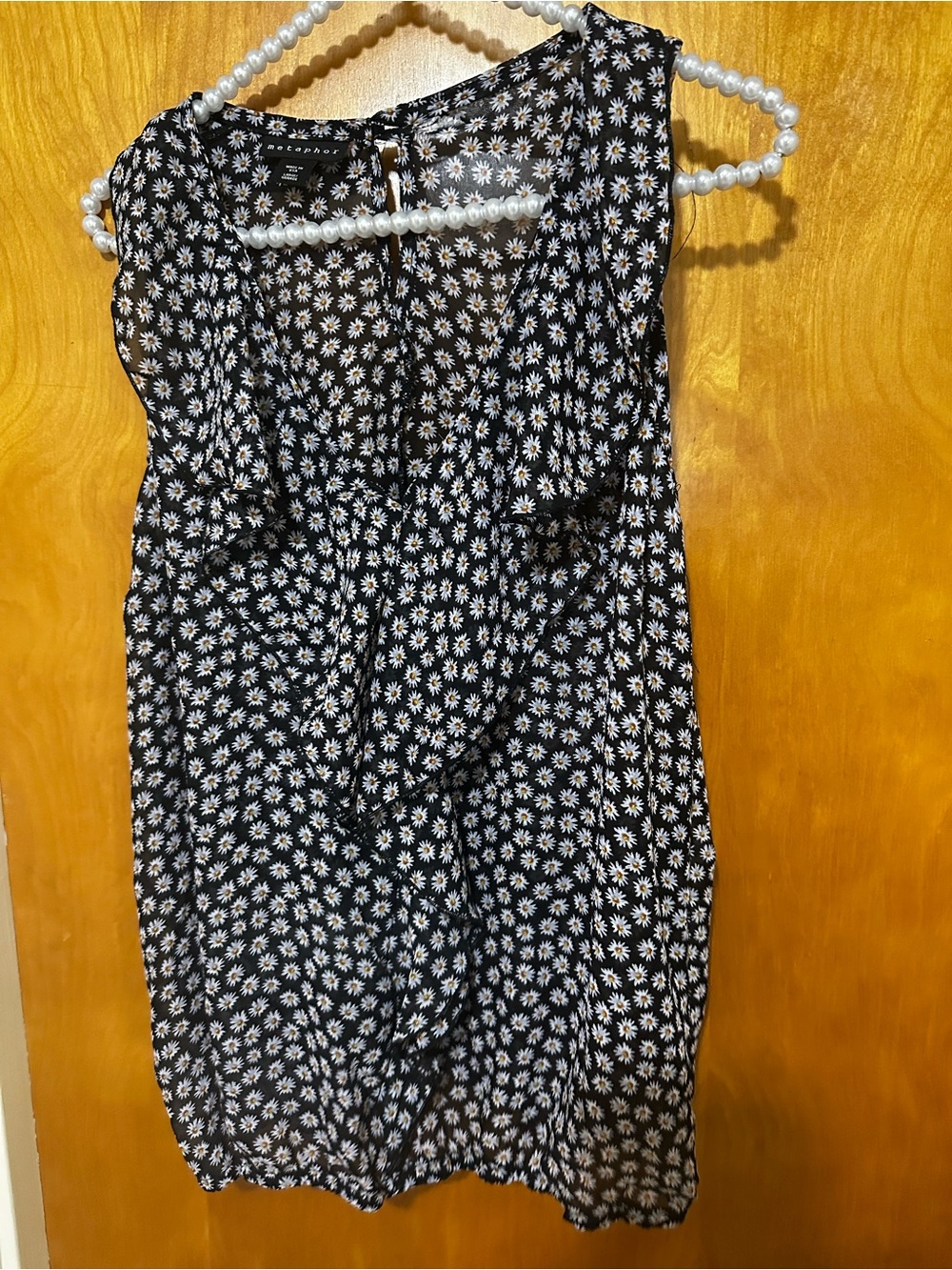 Metaphor Black Daisy Print Midi Dress